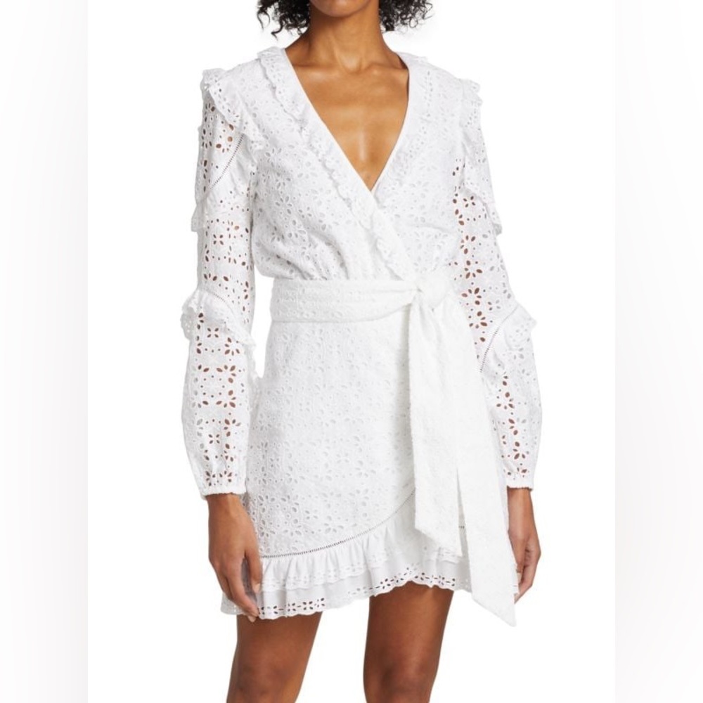 Veronica Beard Julie Eyelet Belted Wrap Dress Size 6
